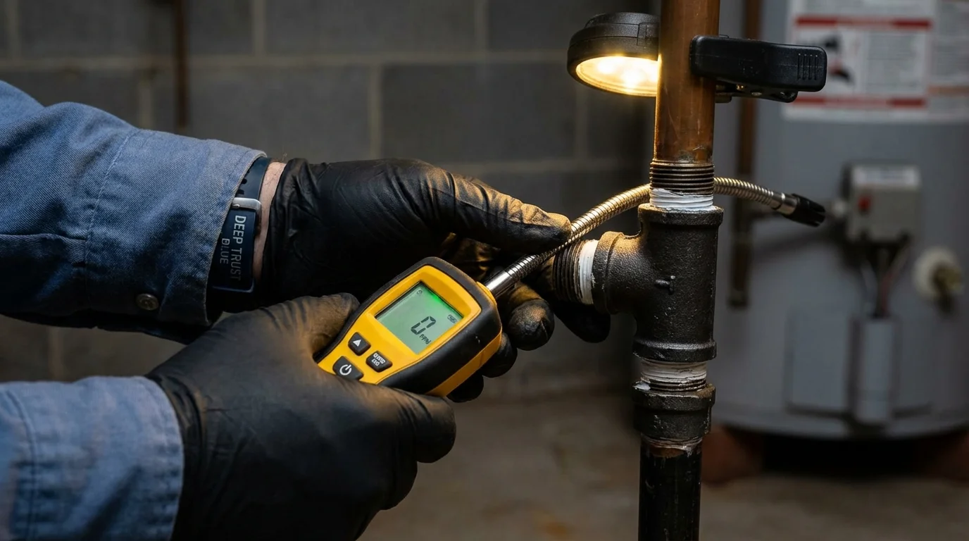 Gas leak detection with electronic sniffer by Johns Plumbing LLC in Cottonwood
