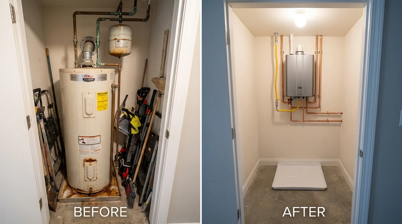 Tank water heater versus wall-mounted tankless unit comparison for Cottonwood, MN homeowners